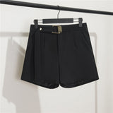 Zingj Photo Suit Shorts Female 2024 Summer New High Waist Loose Blue Five Split Pants Straight Tube Hong Kong Flavor Casual