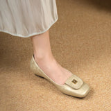 Good Wear French Retro Soft Leather Single Shoes Women's New Chinese National Style Square Head Low Heel Flat Shoes With Skirt Shallow Mouth