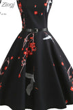 Womens Dresses 2023 Casual Floral Retro Vintage 50s 60s Robe Rockabilly Swing Pinup Vestidos Valentines Day Party