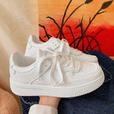 New Board Shoes Korean Version Of The Hong Kong Style Retro White Tie With Thick-Soled College Wind Sports Small White Shoes