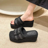 Slope And Slippers Women Wear 2025 New Thick-Soled Leisure Beach Women's Shoes Buckle Cool Drag