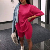 Spring And Summer New Hot Women's Clothing Two Sets With Belts Solid Color Home Loose Sports Fashion Leisure