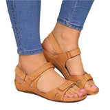 Summer Breathable Fish Mouth Shoes Comfortable Flat Bottom Fashion Toe Magic Stick Casual Sandals Large Size Women's