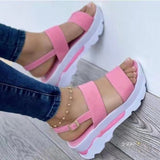 New Spring And Summer Sandals Women's Wide Face With Thick Bottom Slope And Leisure 43 Large Women's