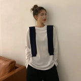 Zingj Bottom Shirt Female Autumn 2024 New Korean Version Of Women's Foreign Style With Solid Color Student Long Sleeve T-Shirt Female