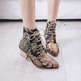 43 Embroidered Tamarin With Martin Boots Women's Autumn And Winter Toy Embroidery High And Short