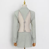Zingj Korea East Gate Women's Wear 2024 Spring And Autumn New Splicing Sexy Back Personality Versatile A Button Suit