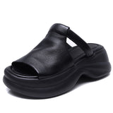 Cowflin Retro Hand-Made Leather-Bottomed Slippers Women's New Summer Wear Light-Discreed Cool