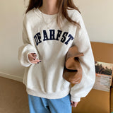 Zingj 2024 New Embroidered Letter Thin Hoodie Female Loose Round Collar Fashion Student Long Sleeve Jacket Coat