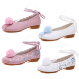 Zingj Ball Embroidered Cloth Shoes Girl Low Heel Embroidered Hanfu Shoes Ancient Costume Stage Dance