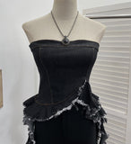 Shooting Spice Girls Irregularly Brush Chest To Make Old Hair Edge Open Short Sleeveless Top Sling Sling Vest