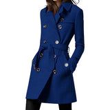 Autumn And Winter New Explosion Long Hair The Female Coat To Collect The Belt With Double Buckle