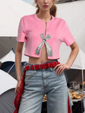 Summer New Set Diamond Sequin Bow Design Sense Short-Sleeved T-Shirt Women's Niche Design Sense Short