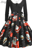 Costumes Party Dress Women Long Sleeve V Neck Fur Collar 1950s Housewife Vintage Xmas Winter
