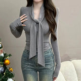 Autumn And Winter Dress Alone Special Tight Bottom Shirt Top Dress Small Design Solid Color Long Sleeves With