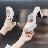 Slippers Women Wear Fashion Out 2025 Spring And Autumn New Thick Heel Fitting Room High Heel Single