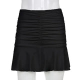 Zingj Summer Women's Dress Solid Color Dew Back Tie Hanging Neck Diamond Wave Belly Pocket