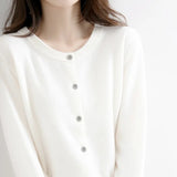 Zingj Autumn Long-Sleeved Sweater Pure Color Simple Temperament Cardigan On The Clothes With Women's Sweater Small Coat-Outfit