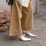 Slope And Bag Head Half Slippers Women Wear 2025 New Gold Silver French V Mouth High-Heeled Muller