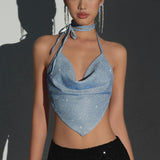 Zingj 2023 New Sexy Hot Girl Flash Diamond Hanging Neck Sling Fashion Slim Small