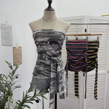Shot Y2k With Chest Pads With Chest Pads To Wear Chest Vest Irregular Belt Strap Short Tie-Dye Letter Print Top