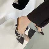 Heel With The Head Half Drag Female Water Drill Bow Tip Fashion Slippers High Heel Outside Wearing Cold