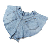 New Station Modeling Lotus Leaves Under The Broad Legs Denim Shorts Hot Pants Prosthetic Skirt