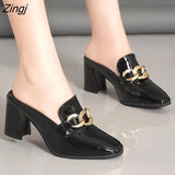 Shoes Women Heels Leather Sandals Summer Slippers Heel High Heel Sandals Heel Leather Chaussure Femme Zapatos