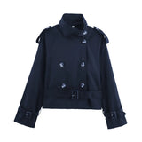 Women's Clothing 2025 Spring And Autumn Collar With Belt Buckle Dress Short Wind Coat Women