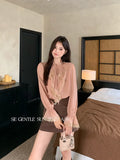 Xixi 2025 Autumn White Label Thousand Gold Lace Lace With Bottom Shirt Women's Long-Sleeved Top