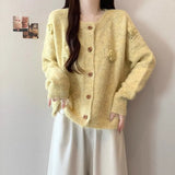Small Fresh Three-Dimensional Flowers Knitted Shirt Women Autumn And Winter New Design Sense Age-Sensitive Sweater Coat