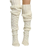 Zingj And Winter Solid Color Hollow Out Mesh Long Tube Over The Knee Pile Pile Socks Women's Knitting