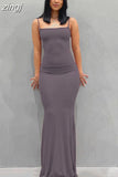 Summer Simple Satin Slip Maxi Dress Women Sleeveless Backless Slim Party Y2K Concise Camisole Dress Female