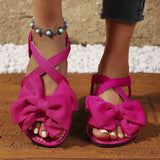 Sandals Women's Summer New Soft-Soled Bow Flat And A Word Sandals Fashion Wear Sweet Cool