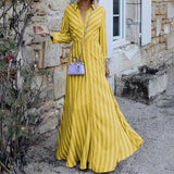 Spot 2025 Autumn New Women's Fashion Long Sleeve Temperament In The Long Striped