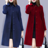 Coat Woman In The Long 2025 Autumn And Winter Of The New Hepburn Wind Large Size Repair Slim Thin Coat Suit