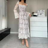 Zingj Women's Fall 2023 New Sexy Temperament Fish Tail Court Tie Square Collar Lace Lace