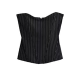 Sexy Babes Fish Bone Brake Stripe Girded Waisted Top Cloth Plus Chest