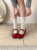 Inner High-Grade Version ~ Retro Full Star Rivet Ballet Single-Shoe Girl Spring And Autumn Buckle With Shallow Mary Treasure
