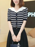 Simple And Thin Striped Knitted Shirt Summer New Small Man With Reduced Age Thin Short-Sleeved
