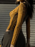 Long Sleeve Dot Pattern Crop Top-Outfit