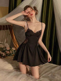 Sexy Ice Silk Pyjamas Women Pure Wind Autumn Winter Lace Tidive Breast Pad With Pajamas 2025 New