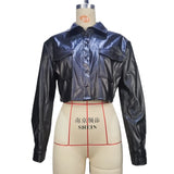 Zingj Women's Wear 2024 New Leather Coat Crop Crop White Leather Coat Female Ins Black