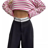 2025 New Solid Fashion Thin Leisure Trousers Small Design Tug Suit