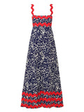 Zingj Southeast Asia New Small Flower Wave Sling Skirt High-End Temperament A-Line