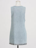 Fashion Heavy Industry Design Dress Women 2025 Summer New V Collar Drill Splicing High-End Sense Slings Denim