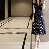 Retro Wave Dot Dress 2025 New Women's Summer Waist Thin Temperament Design Sense Small Chiffon