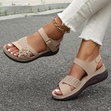 2025 Summer New Summer Shelides Women's Flowers Flat-Soled Sandals Wearing Buckle