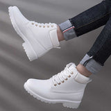 Winter Ankle Snow Boots For Women Female Warm Fur White Boots Lace Up Bota Feminina Shoes For Women Botas