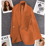 Zingj Korean Version Coffee Color Suit Jacket Female Spring 2024 New Retro British Style Casual Versatile Small